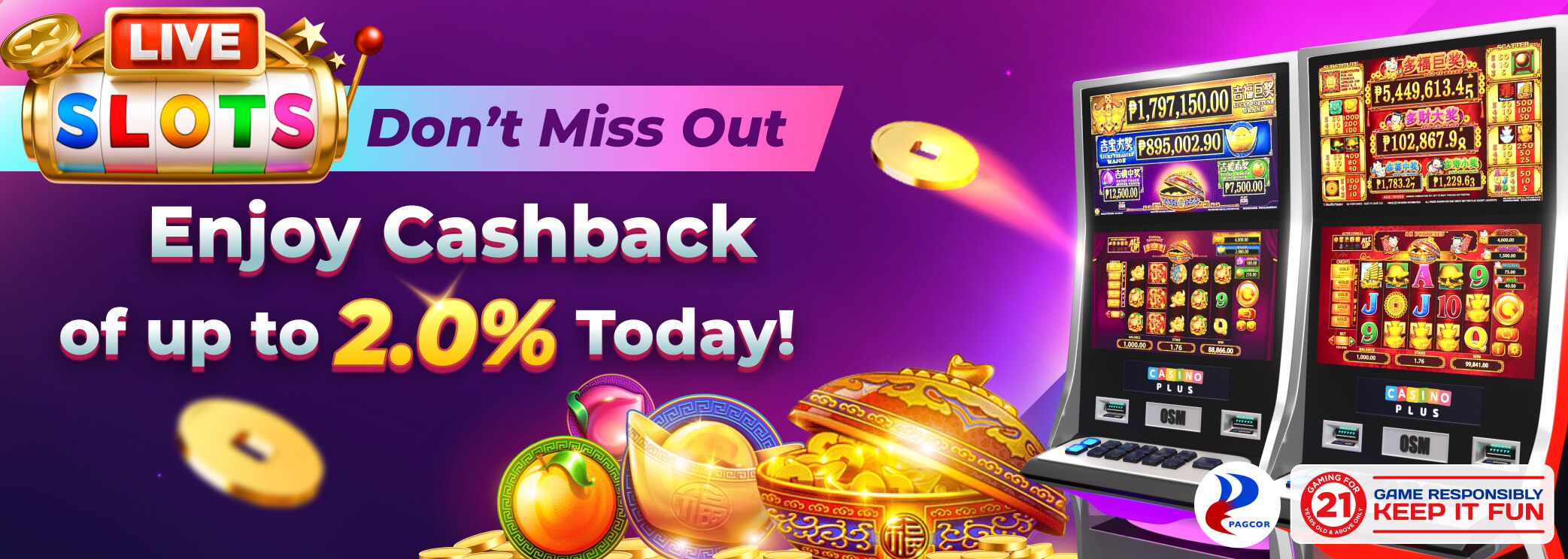 Live Slots Up To 2.0% Cashback