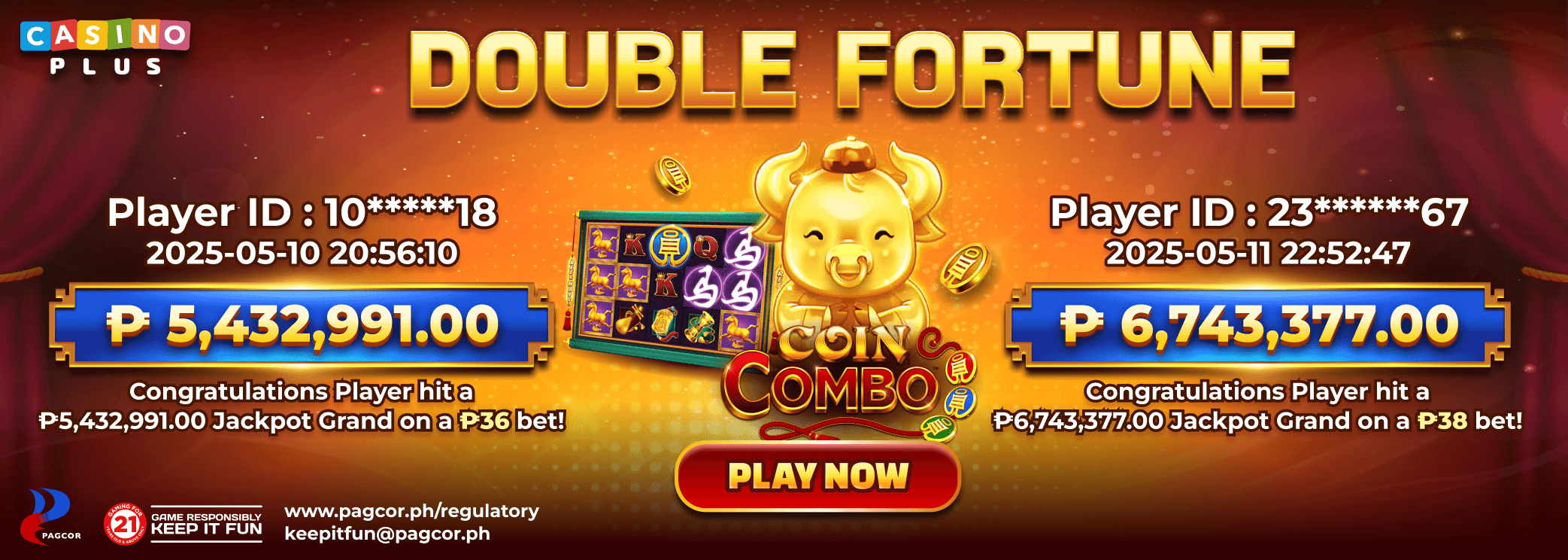 Congratulations Player Hit CoinCombo Jackpot Grand