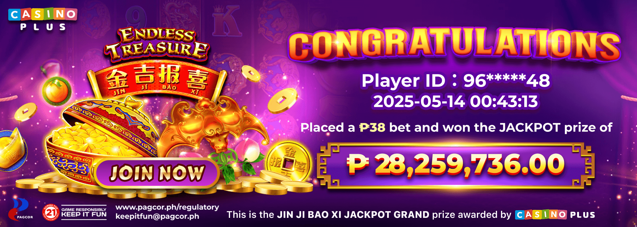 Congratulations Player Hit Jin Ji Bao XI Jackpot Grand
